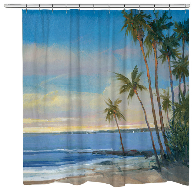 Tropical Breeze Shower Curtain, Ocean Scene Shower Curtains