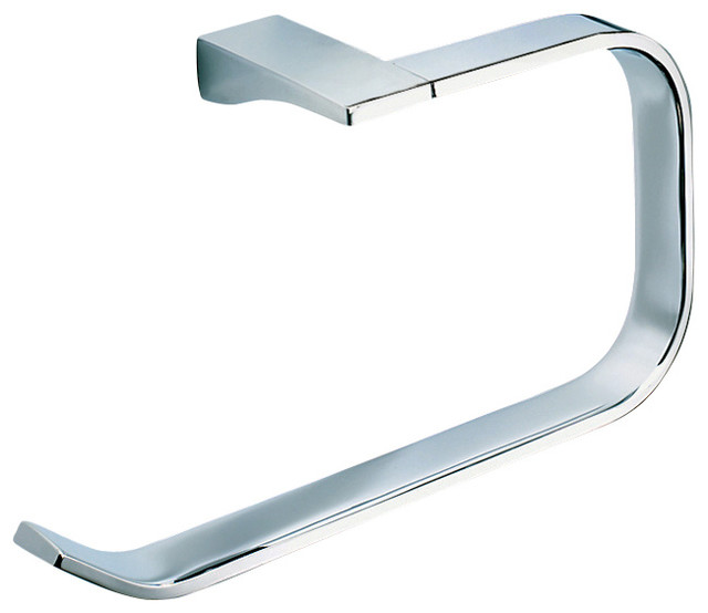 Square Polished Chrome Towel Ring Contemporary Towel Rings by