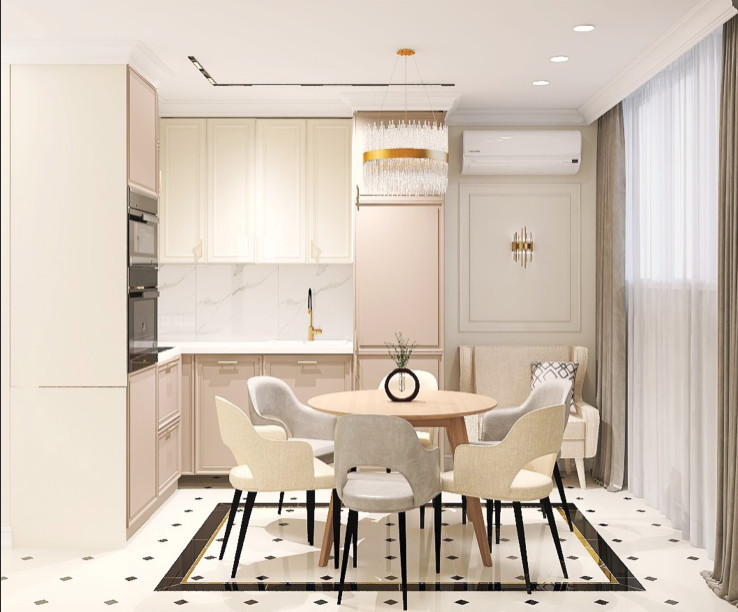 1-комнатная квартир 32,4кв.м стиль неоклассика