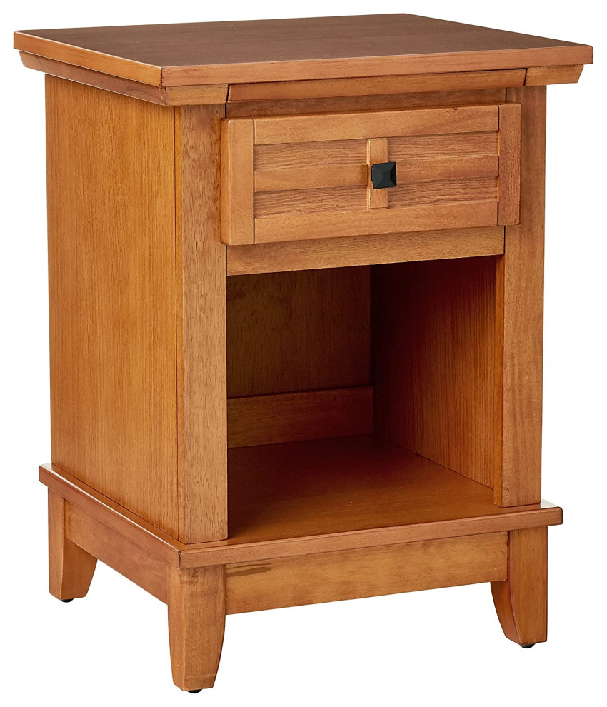 Traditional Nightstand, Pull Out Tray With Storage Drawer and Lower