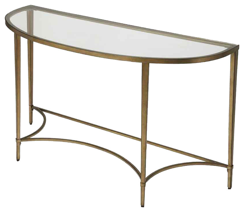 Offex Antique Gold Demilune Sofa Console Table Transitional Console