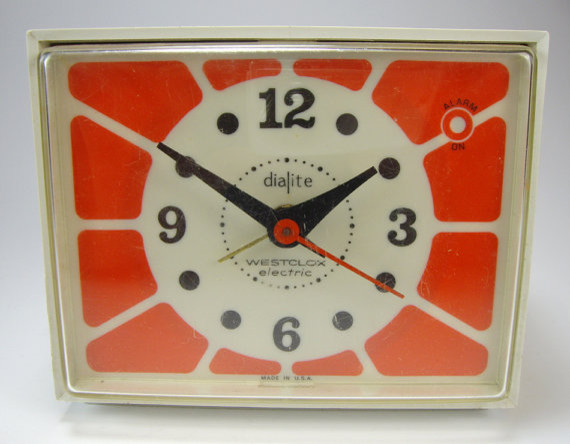 Retro Red and White 70s Westclox Electric Alarm Clock by My Attic's Treasures