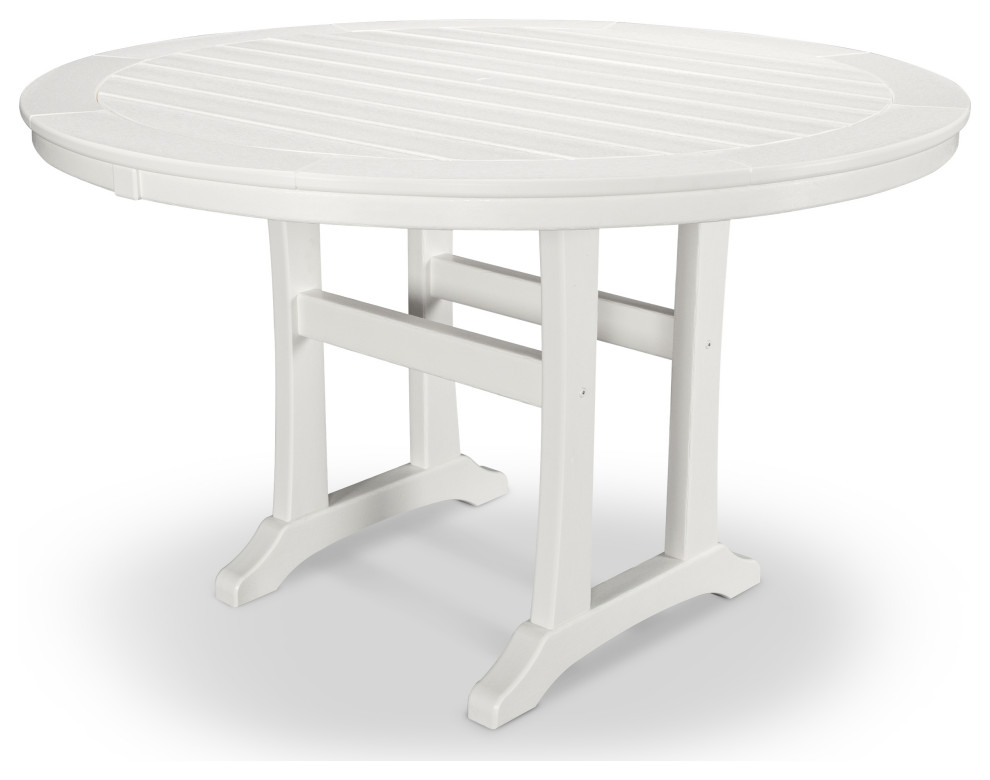 Polywood Nautical Trestle 48" Round Dining Table Beach Style