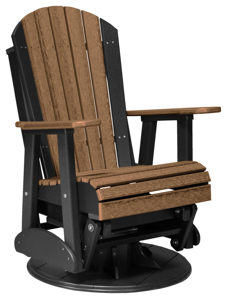 Adirondack Swivel Glider Chair in Premium Woodgrain Poly 