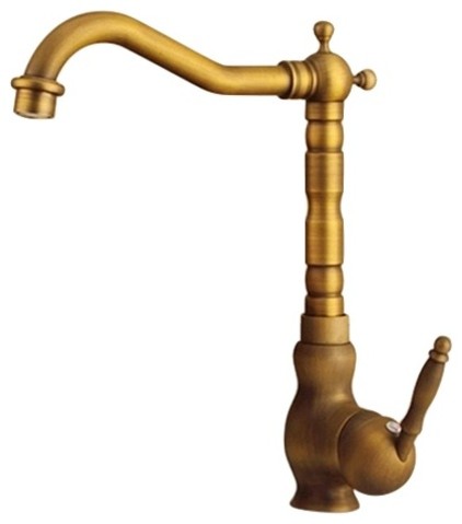 Single Lever Deck Mount Antique Brushed Brass Bathroom Kitchen Faucet