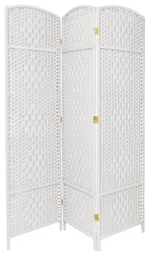 3 -Panel Diamond Weave Room Divider in White