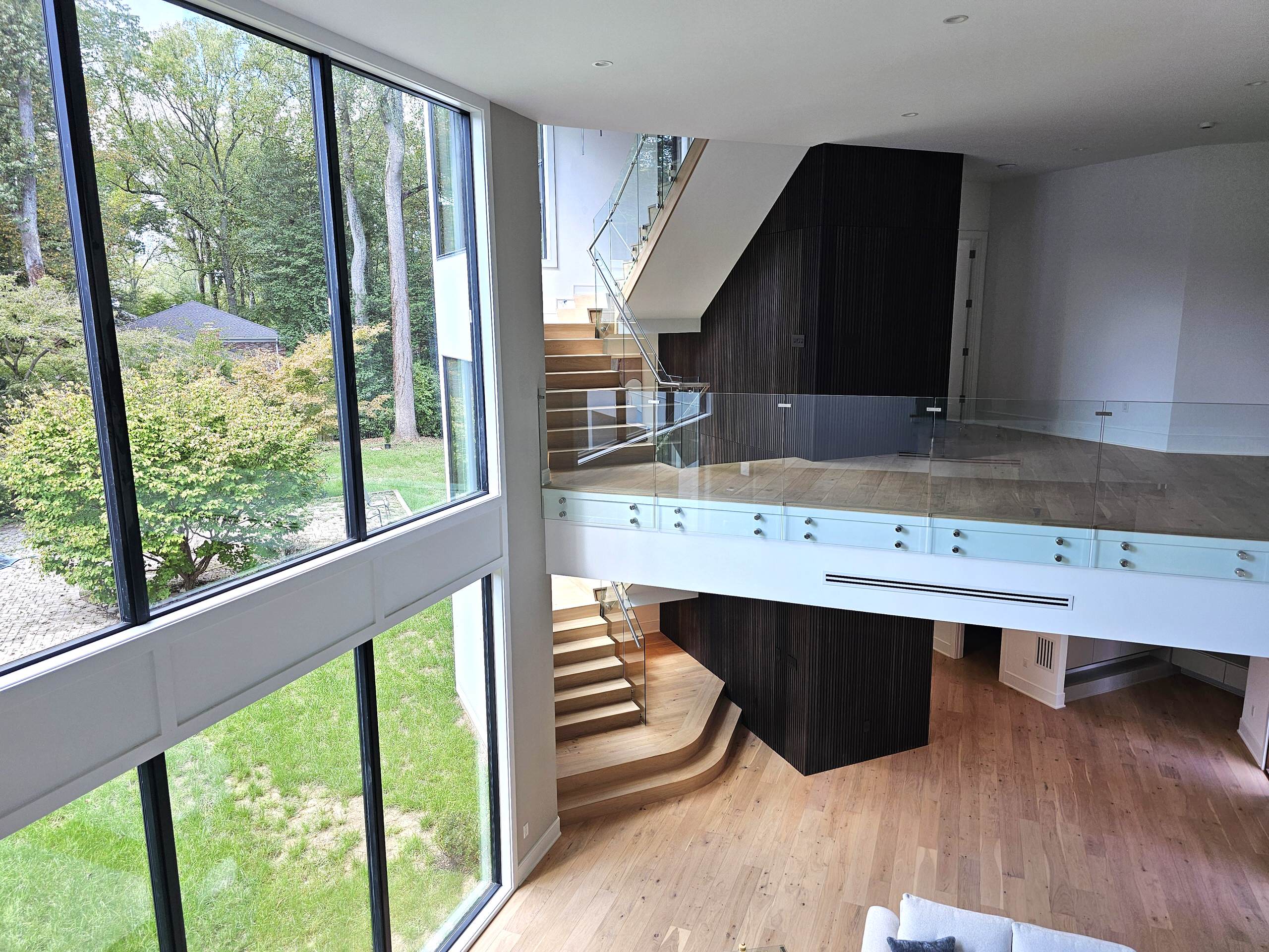 129_White Oak Slanted Riser Modern Stair, Mclean, VA 22102