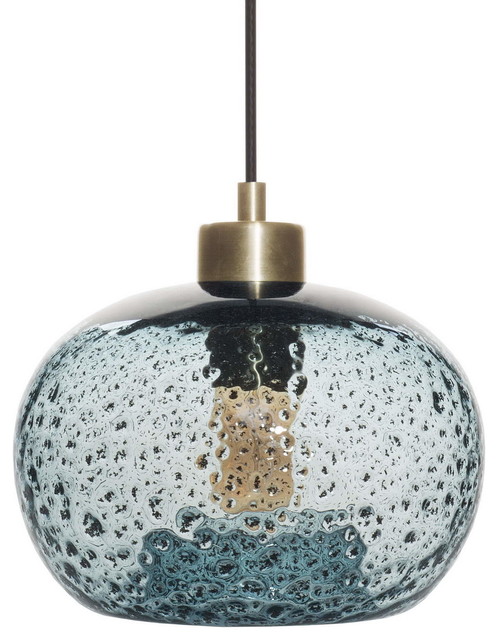 Blue Glass Pendant Light mini pendant light handblown rustic seeded glass hanging light blue