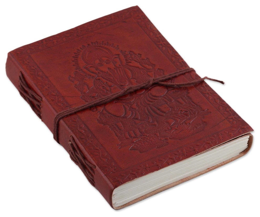 Lord Ganesha Embossed Leather Journal
