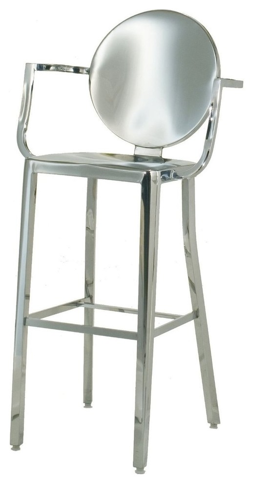Occ, Bar Stool 30" With Arms Arm Chair, Stainless Steel, Set of 2