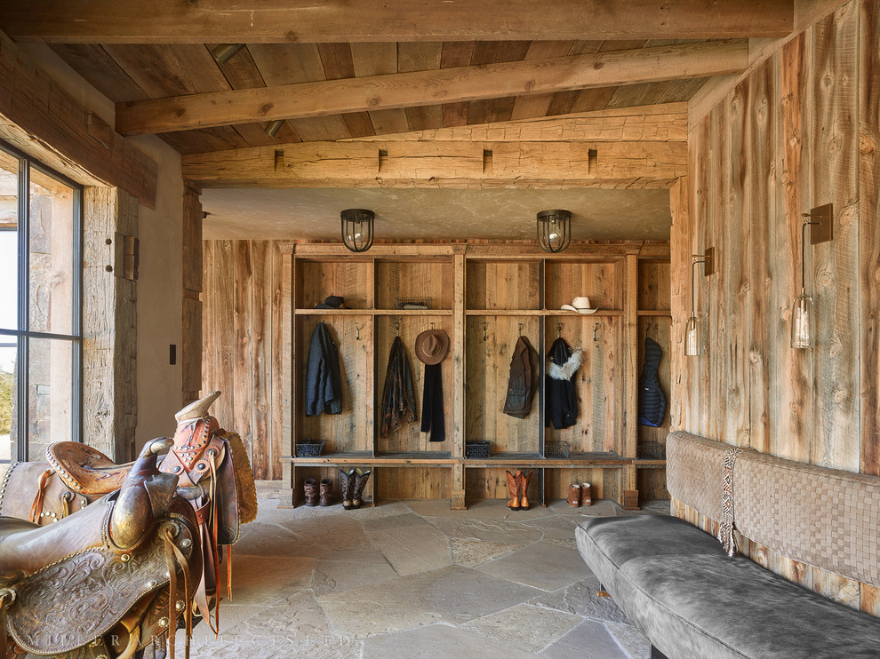 Design ideas for an expansive country mudroom in Other.