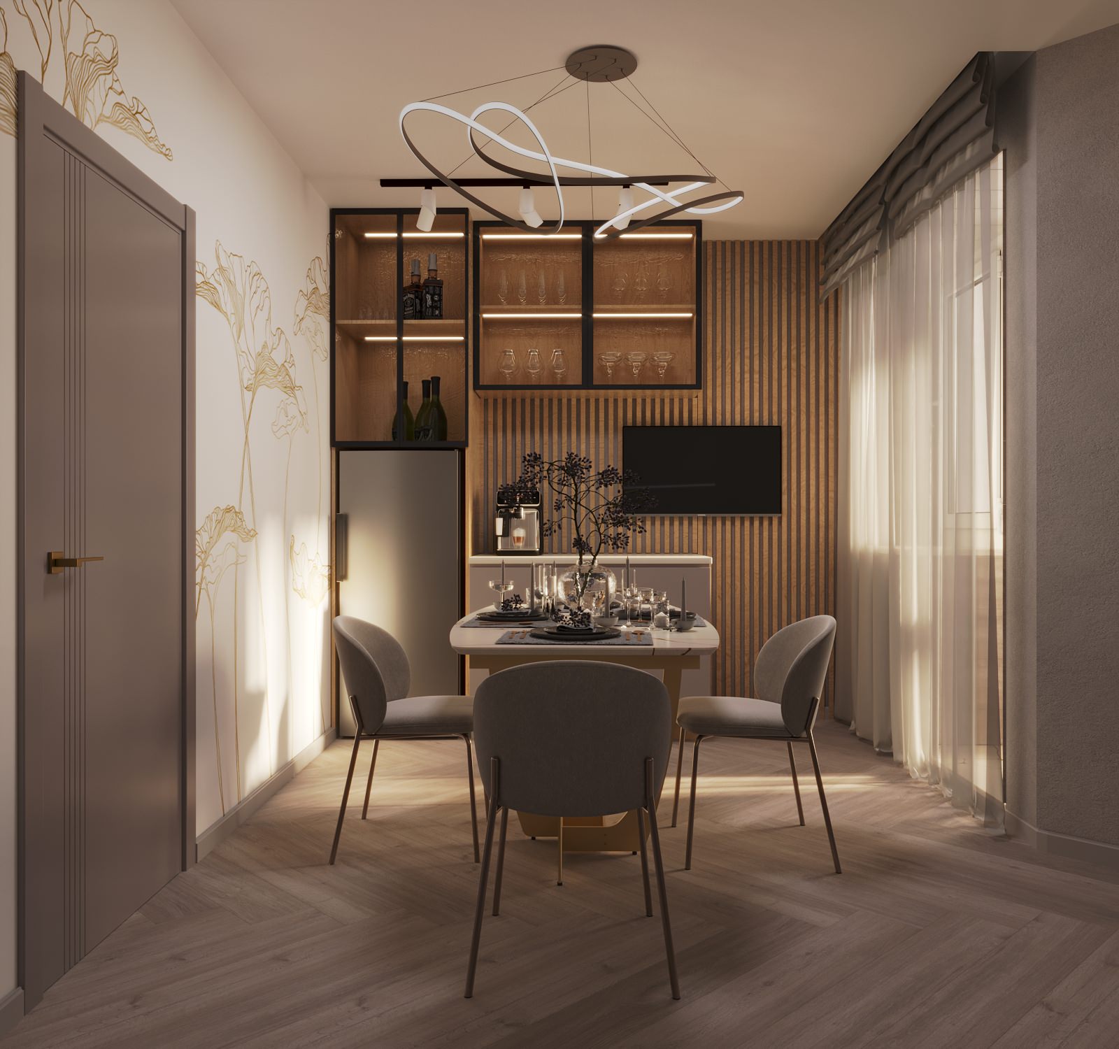 Кухня с золотыми акцентами