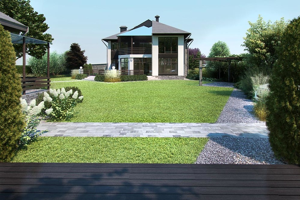 Дизайн частного сада 18 соток