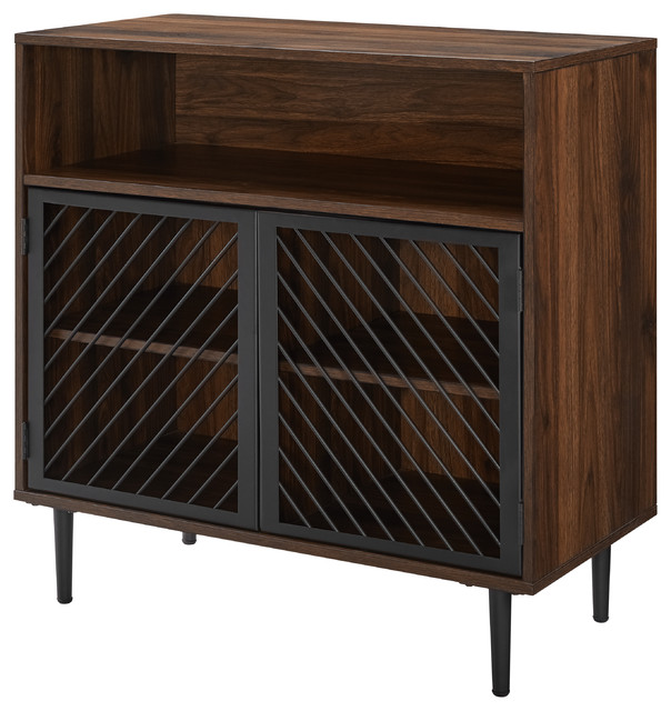 32" Modern Metal Door Accent Cabinet, Dark Walnut - Midcentury - Accent Chests And Cabinets - by ...