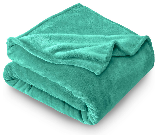 Bare Home Microplush Fleece Blanket, Turquoise, Twin/Twin Xl