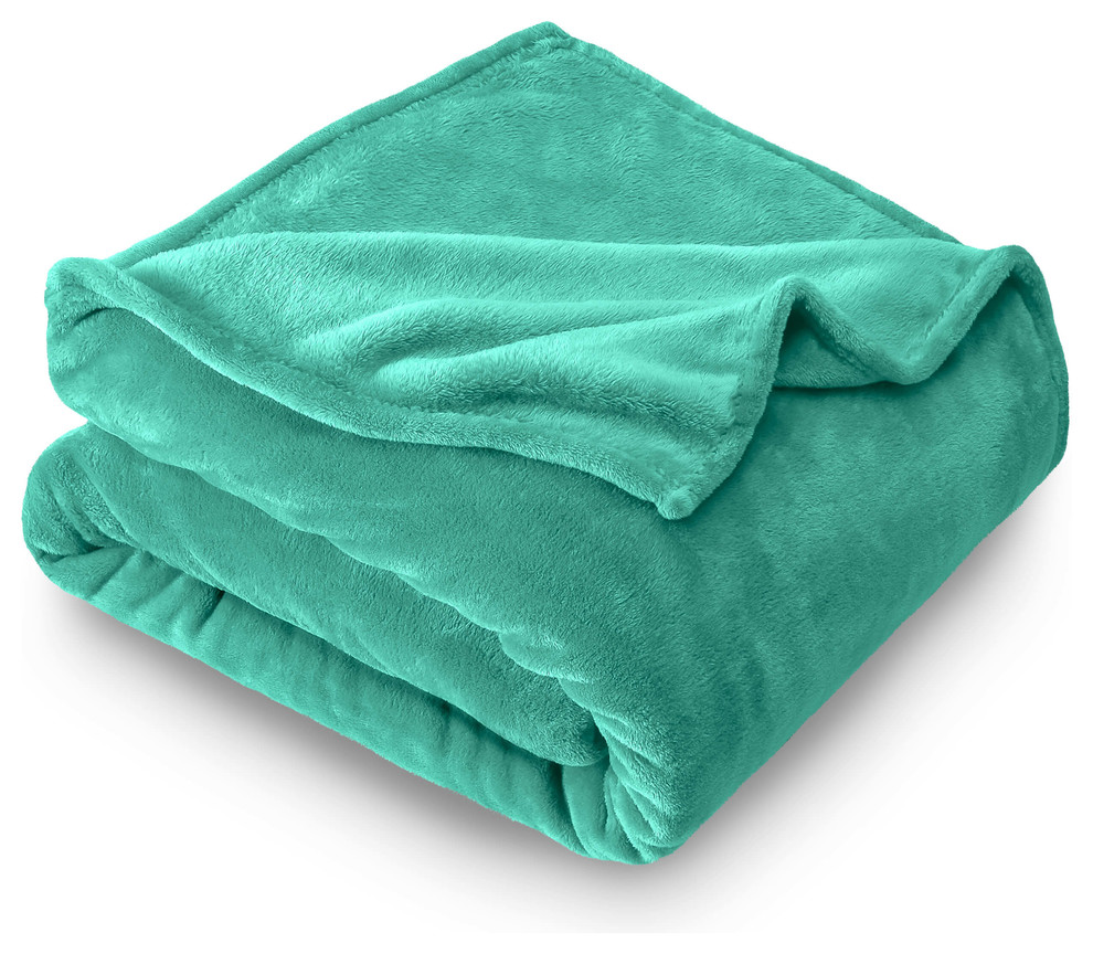 Bare Home Microplush Fleece Blanket, Turquoise, Twin/Twin Xl