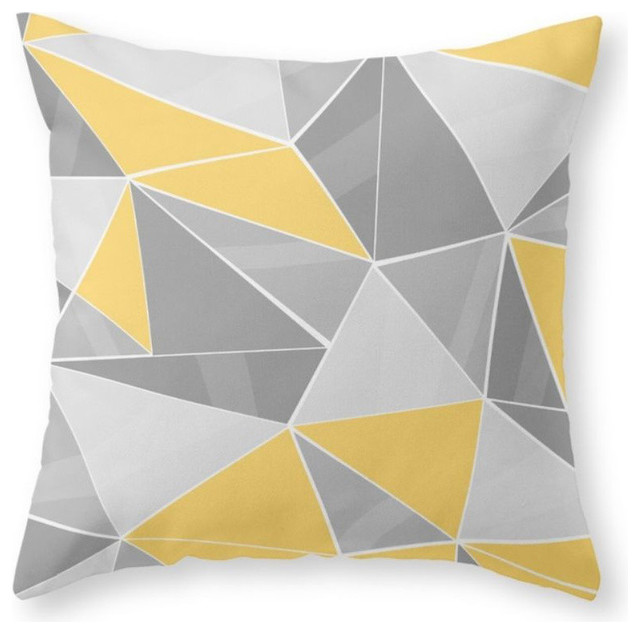 Pattern Gray Yellow Throw Pillow Cover Contemporary