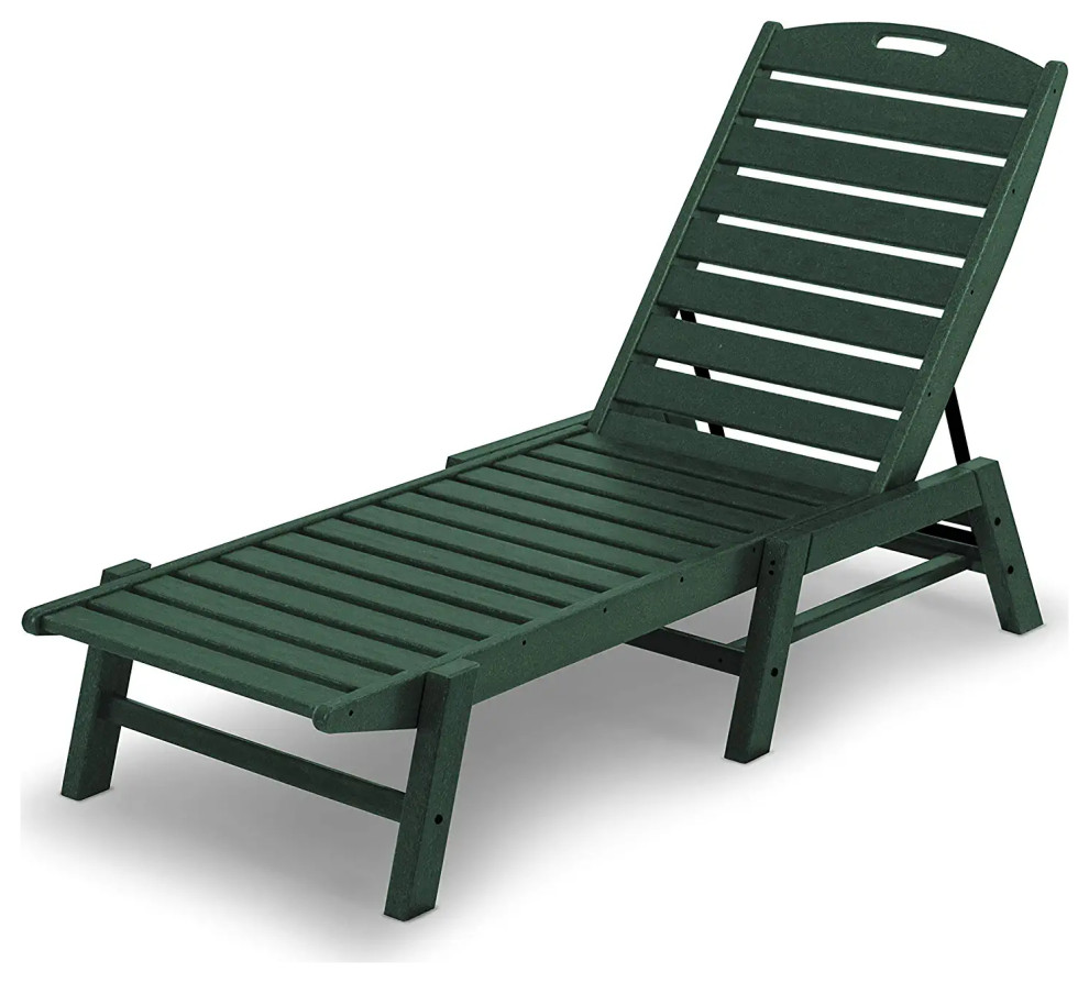 Outdoor Chaise Lounge, Stackable Design With Waterproof Slatted Seat