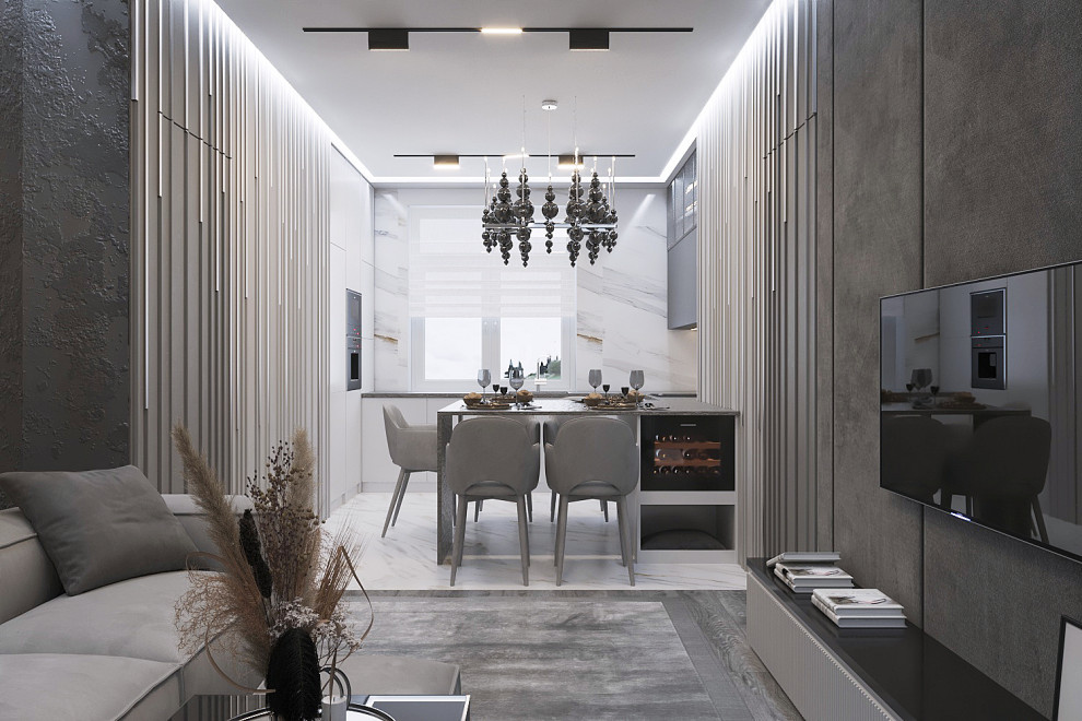 Дизайн интерьера "Гостинная с потайными комнатами в ЖК "Сердце столицы"