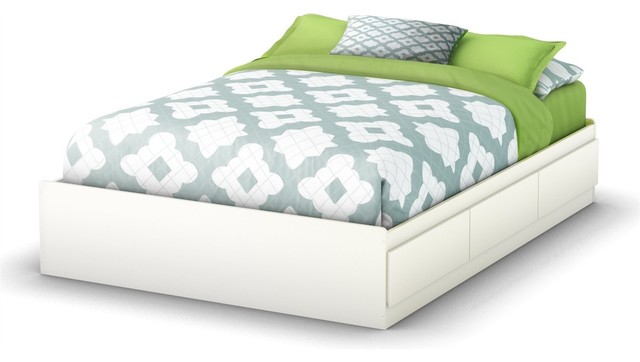 Full size Contemporary Platform Bed with 3 Storage Drawers ...
