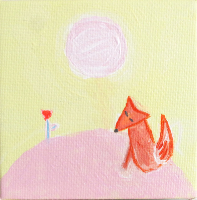 Pink Sunset. Original Tiny Painting On Canvas By Keira Lagunas