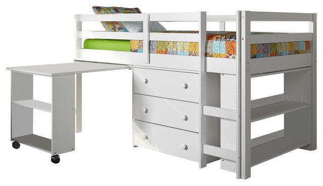 twin low loft bed with desk