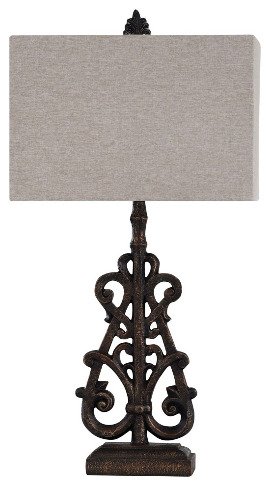 StyleCraft Traditional Scroll Design Table Lamp With Bronze Finish L330648DS