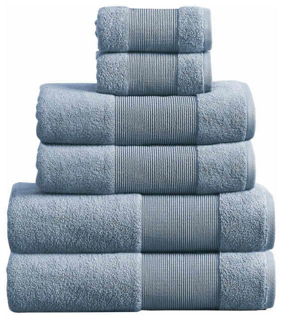 Benzara BM284480 6 Piece Cotton Towel Set, Softly Textured Design