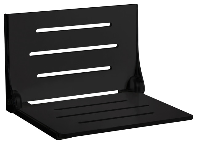 Seachrome Silhouette Folding Wall Mount Shower Bench Seat, Matt Black Seat