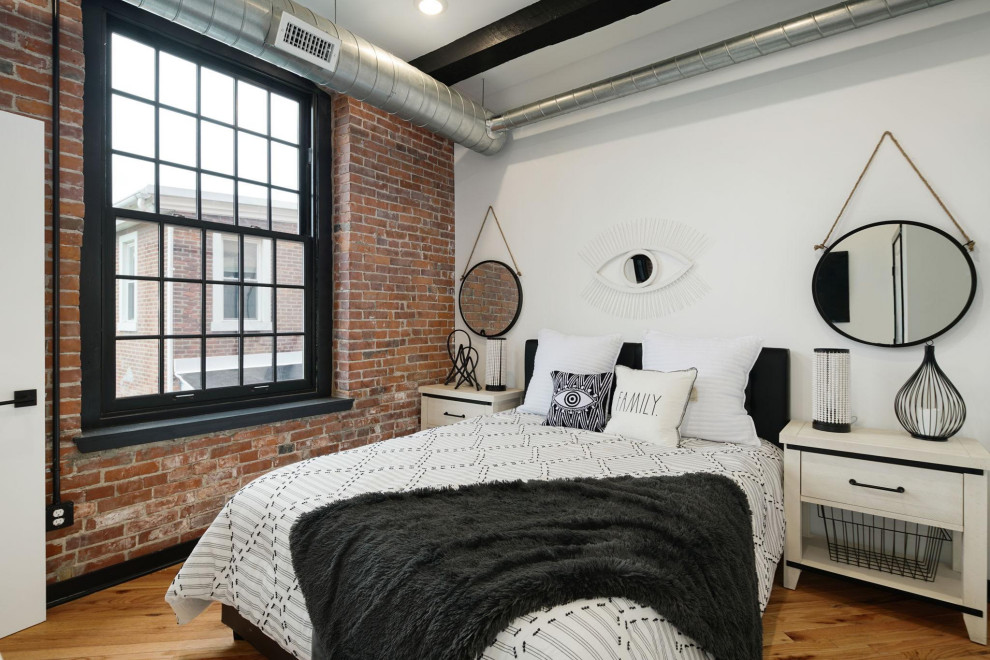 Design ideas for an industrial bedroom in Philadelphia.