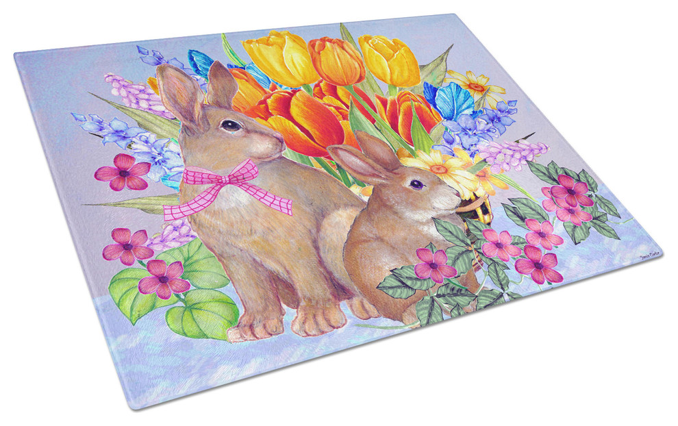 New Beginnings Ii Easter Rabbit Glass Cutting Board, Large