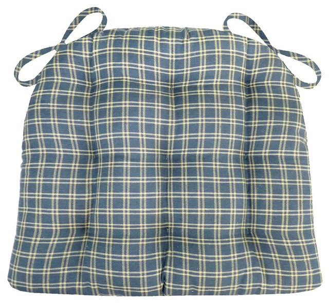 Britt Blue Plaid Dining Chair Pad Reversible Farmhouse Seat Britt Blue Plaid Dining Chair Pad Reversible Standard