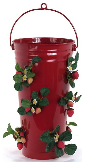 Houston International Trading 8491E XR Enameled Galvanized Strawberry & Flower