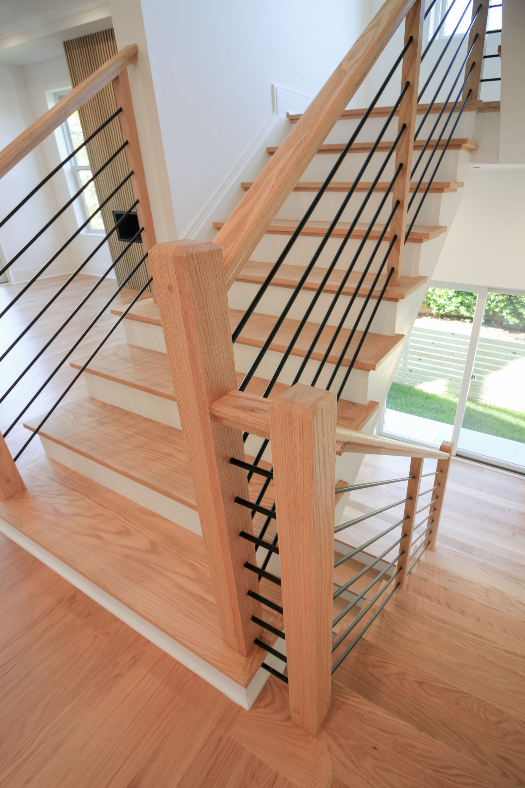 94_Neutral Color Floating Staircase with Metal Balusters, Bethesda MD 20817