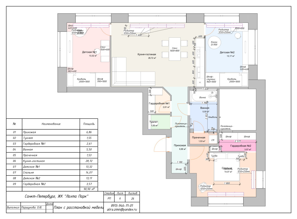 Дизайн-проект в ЖК Лахта-Парк (комплект чертежей)