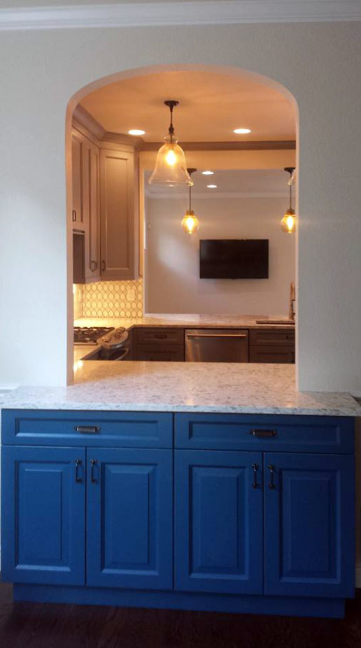 Blue Cabinet Pass thru to Kitchen