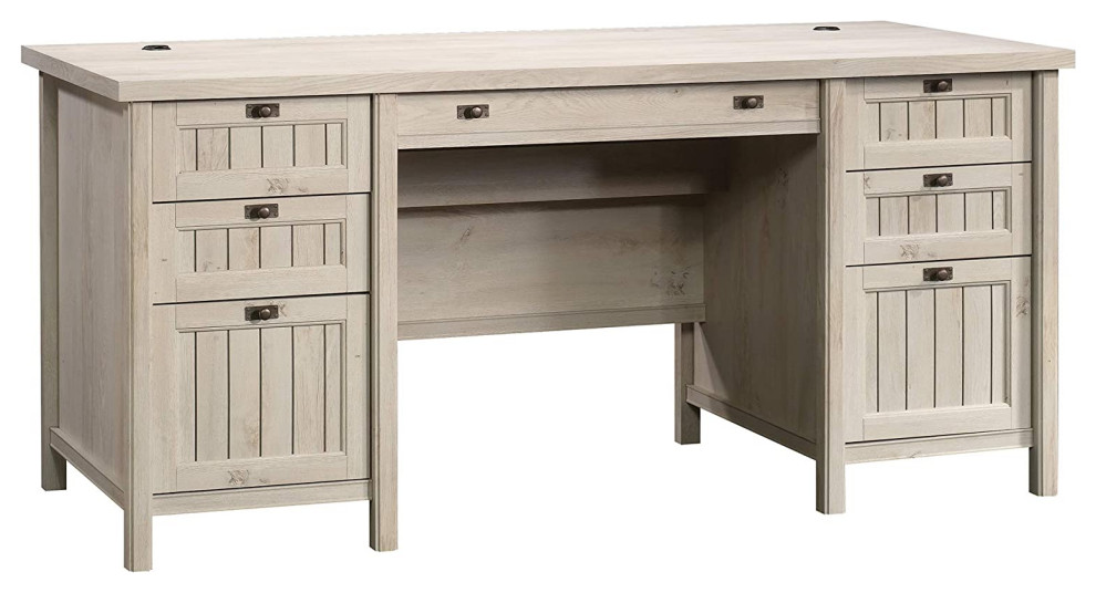 Cottage Desk, Storage Drawers With Grooved Patterned Front, Chalked ...
