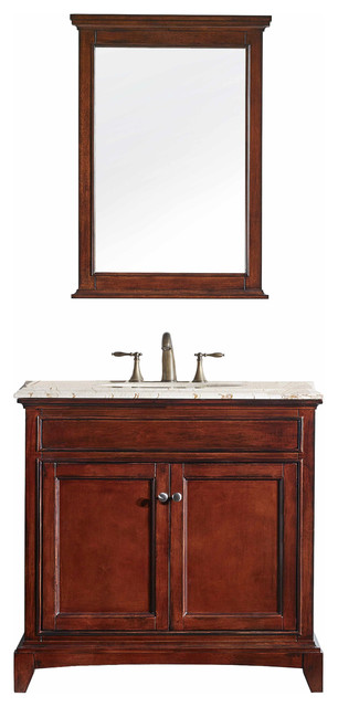 Eviva Elite Stamford 36 Brown Solid Wood Bath Vanity Marble Top ...