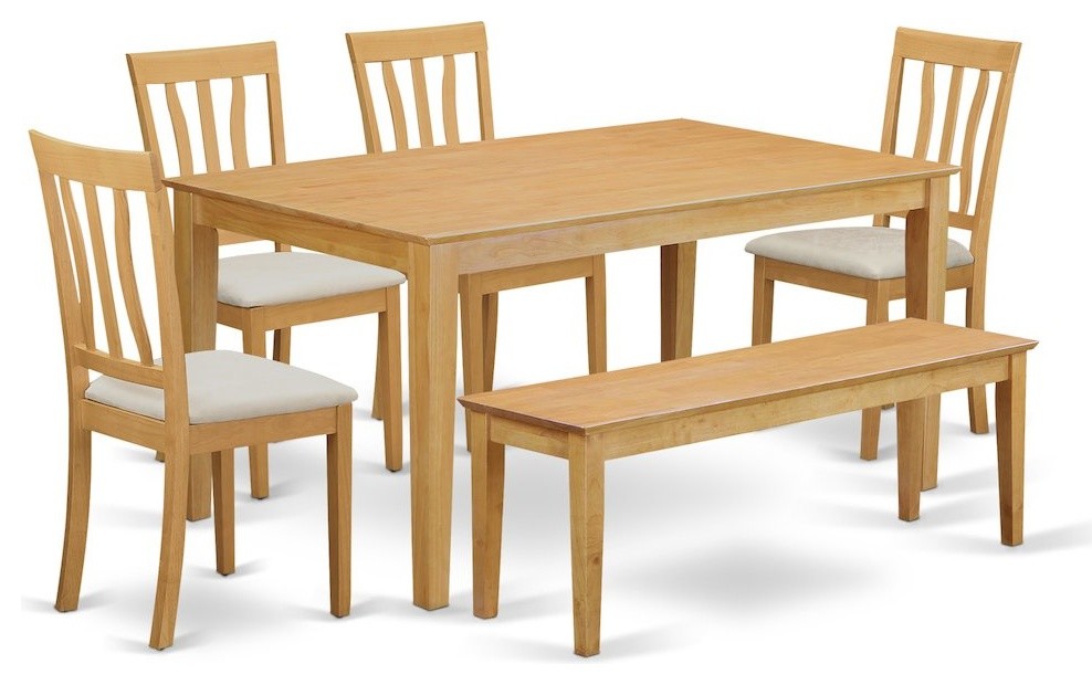 6 Pc Table And Chair Set Kitchen Table And 4 Kitchen Chairs Plus Wooden Bench Contemporary Dining Sets By Bisonoffice Houzz