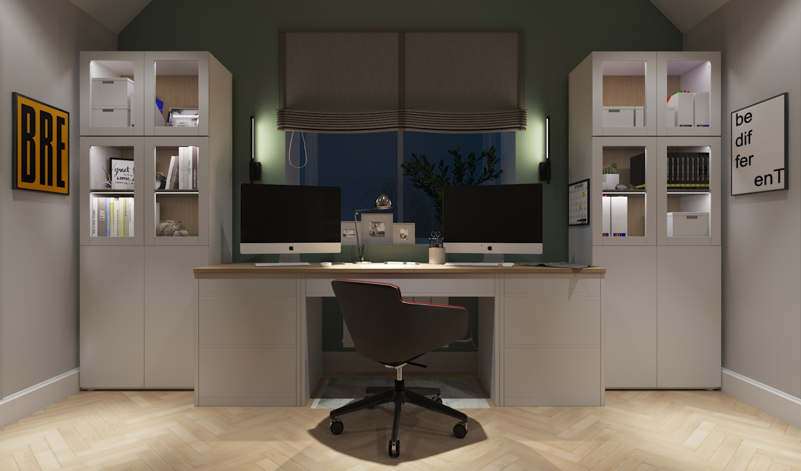 Кабинет, спортуголок и гостевая зона на чердаке дома