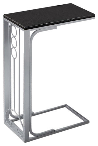 Bedroom Accent Table - Black Top / Silver Metal