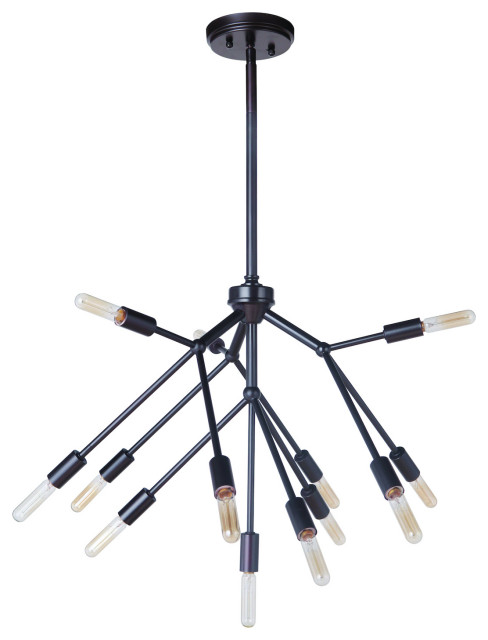 13 Light Oiled Bronze Chandelier, 28.00" - Industrial - Chandeliers ...