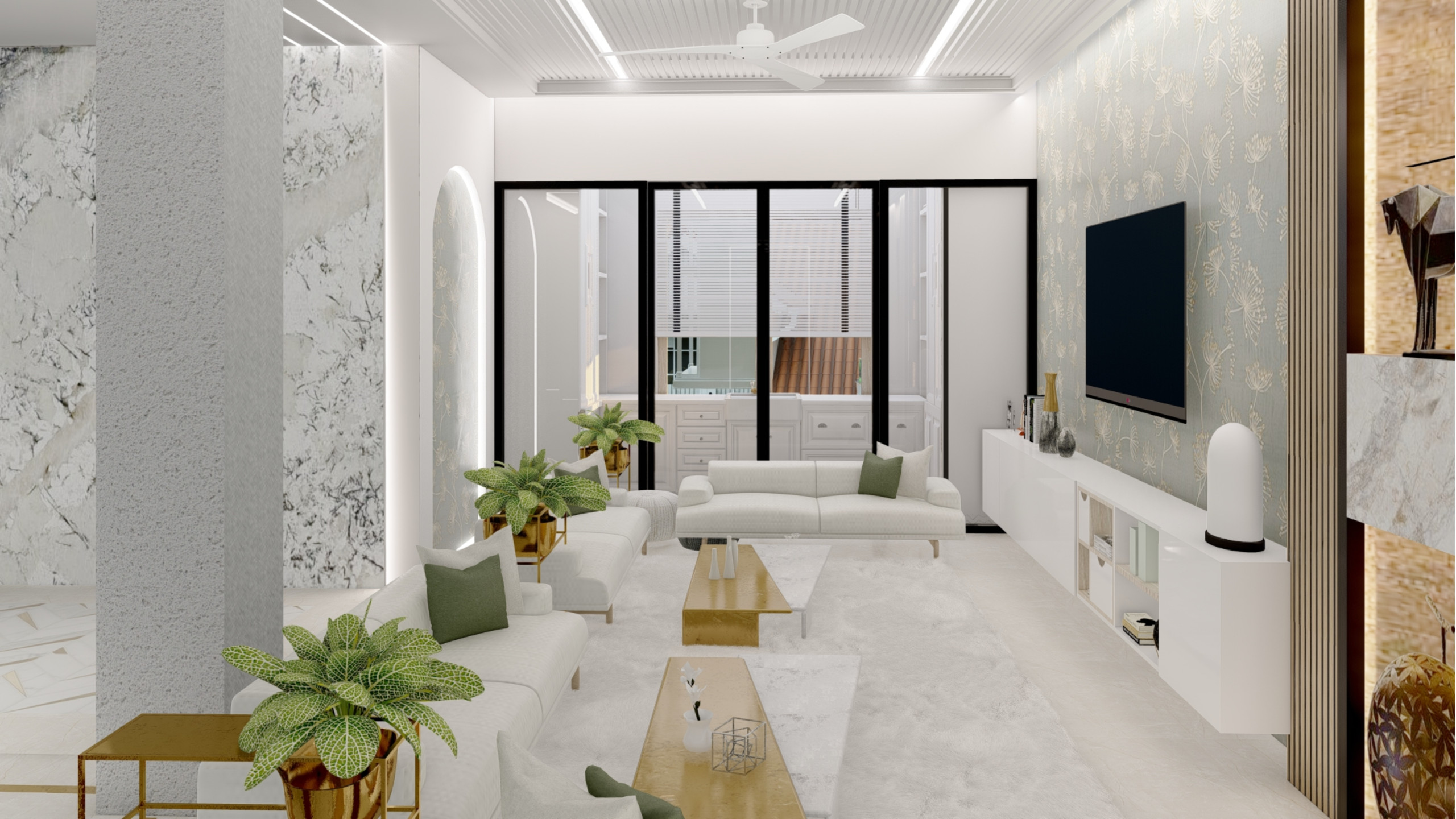Chic Modern Lounge with Subtle Accents in Godalming