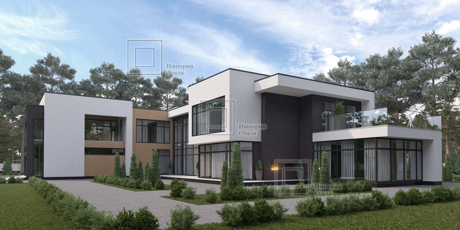 Проект дома с гаражом на три машины