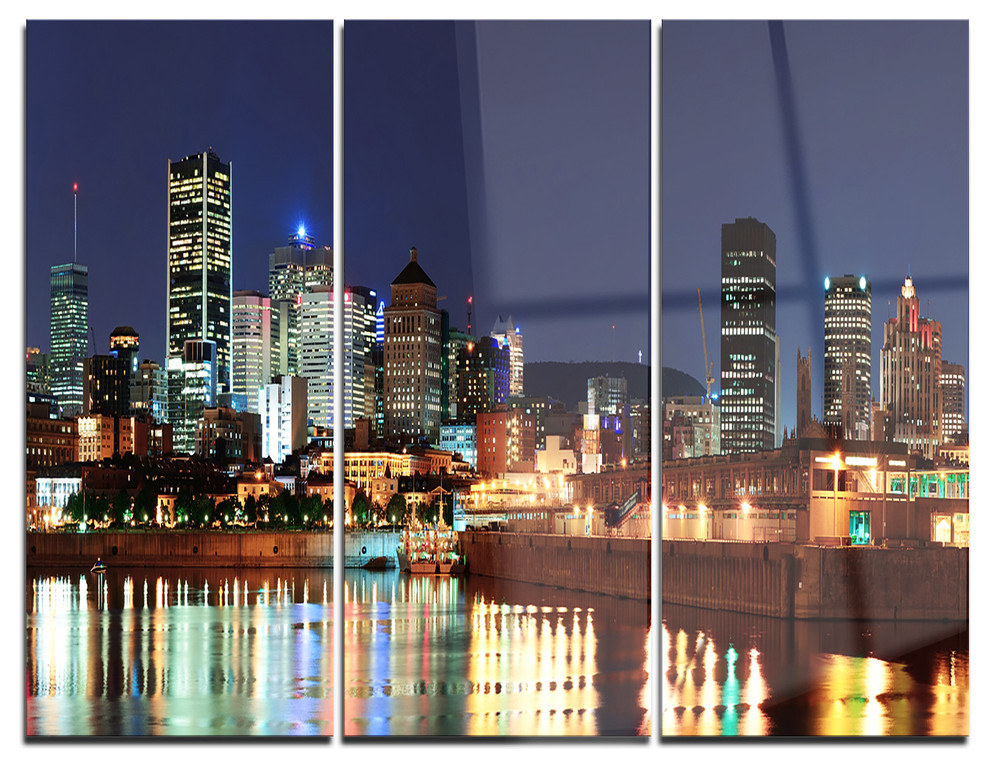 "Bright Montreal at Dusk" Photography Metal Wall Art, 3 Panels, 36"x28