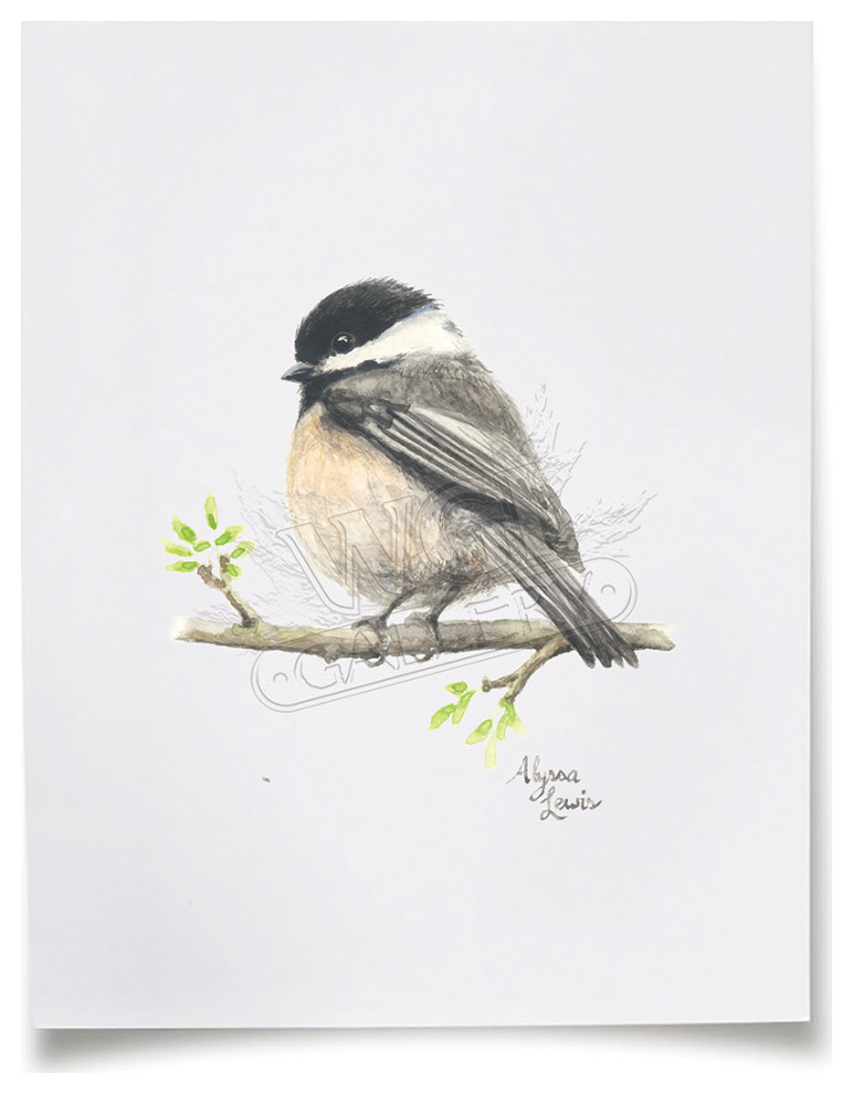 "Woodland Tinies" Chickadee Paper Print, Unframed, 13x19