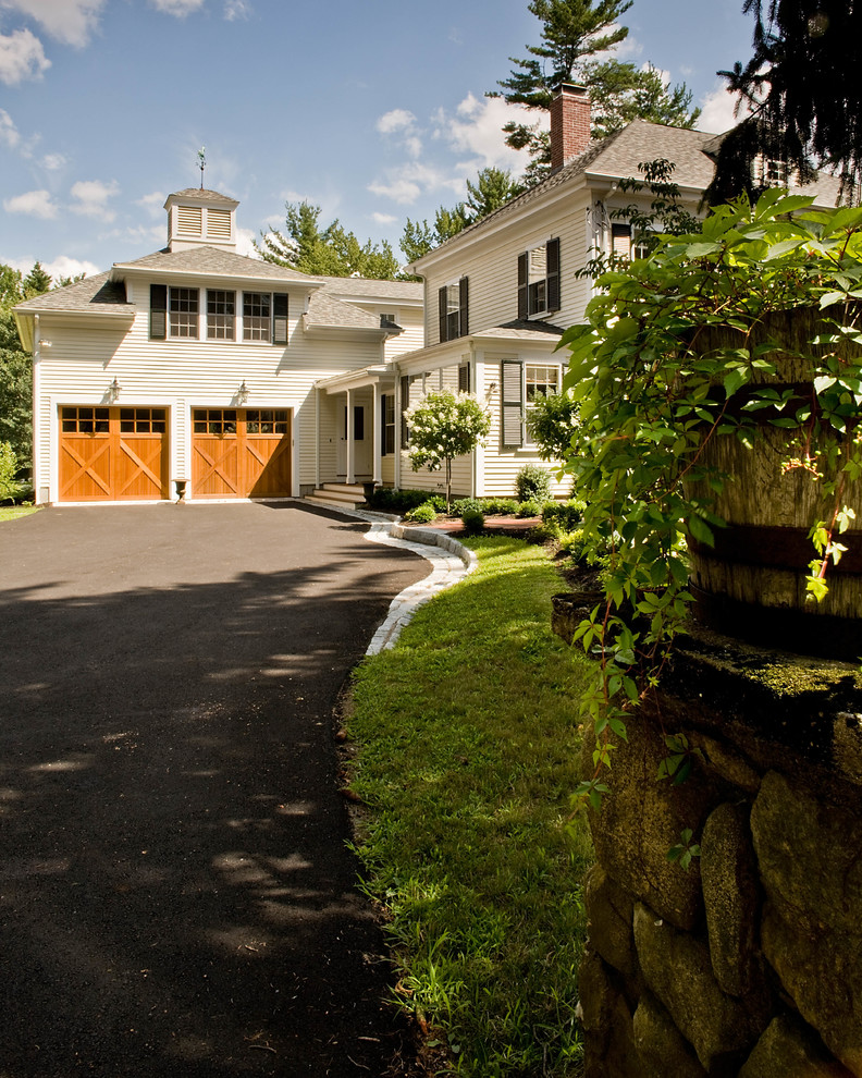 Large traditional attached two-car garage in Boston.