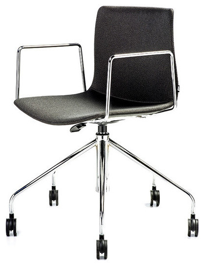 Rest Office Chair With Arms, Wesley Amber Wool, 5-Way Spider With Base