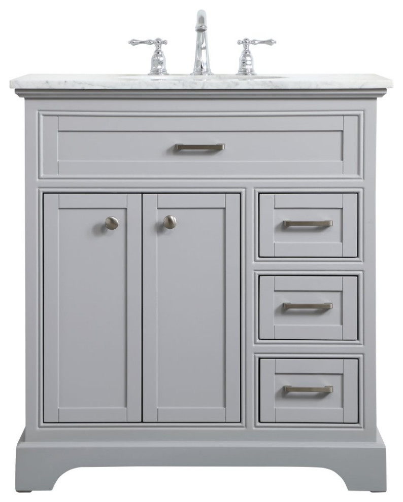 Elegant VF15032GR 32"Single Bathroom Vanity, Gray Transitional