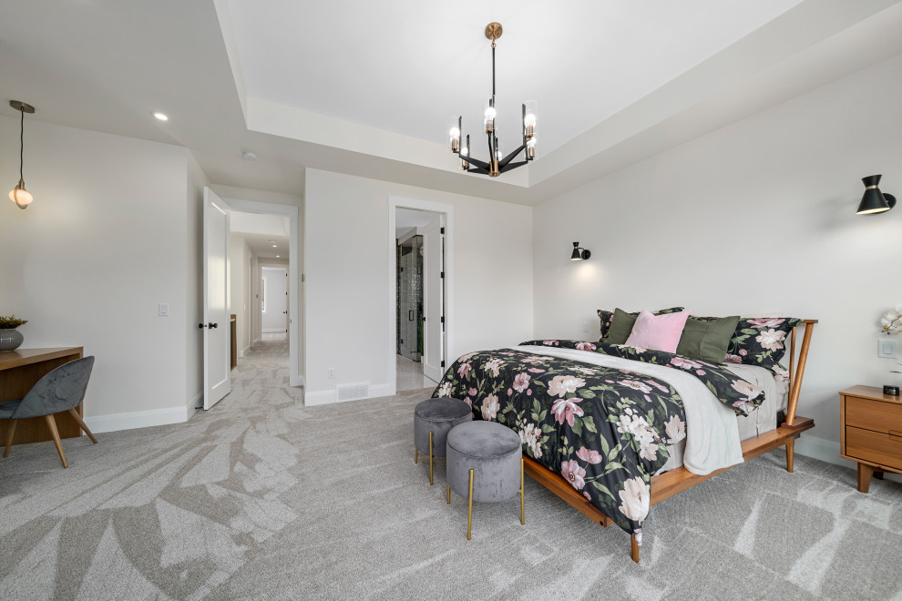 Transitional bedroom photo in Calgary